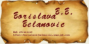 Borislava Belanović vizit kartica